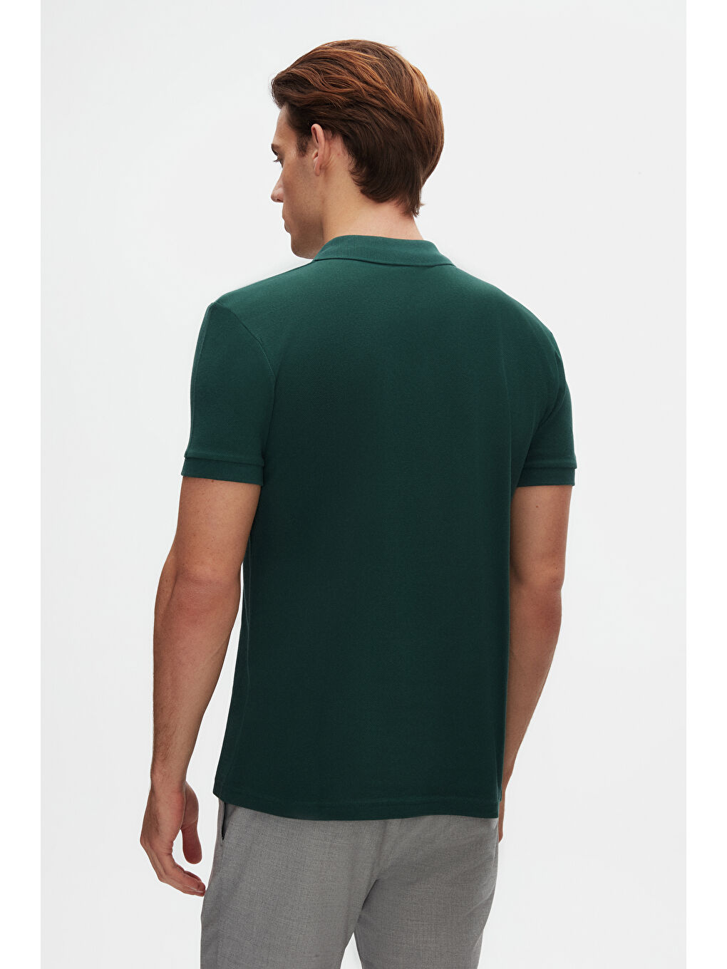 Slim Fit Haki Pike Dokulu Yarım Fermuarlı Polo Yaka Yazlık Tişört-2