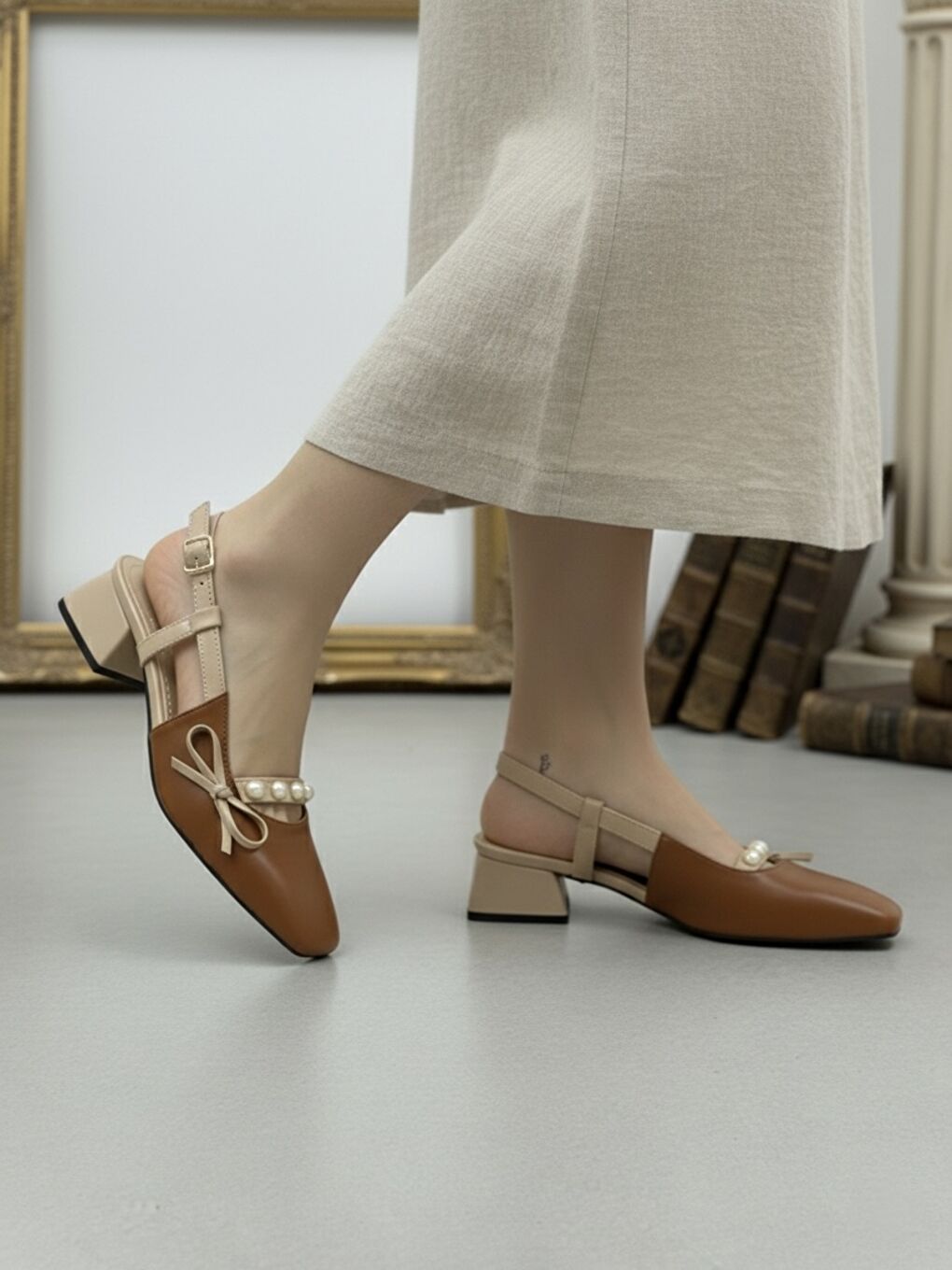 Kahverengi Kadın Veran Kahve Fiyonk Detaylı Klasik Topuklu Ayakkabı