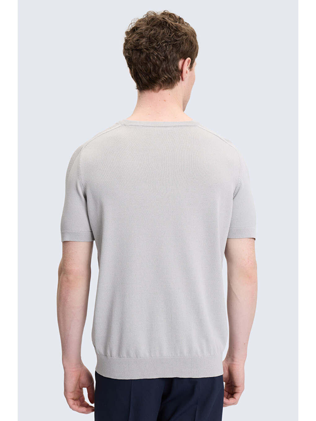 Gri Regular Fit Bisiklet Yaka Rayon Tişört-3