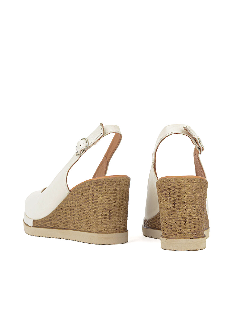 Ekru Kadın Hakiki Deri Dolgu Topuk Sandalet 161992Z500 Krem-2