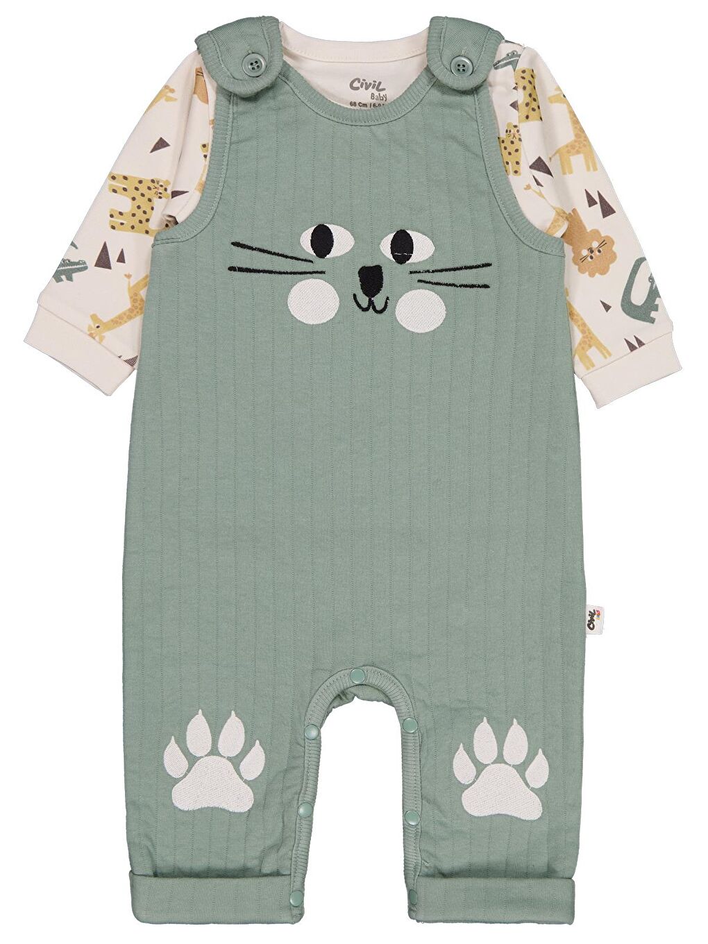 Baby Badili Ayıcık ve Pati Nakışlı 6-18 Ay Slopet - Yeşil 12-18 Ay