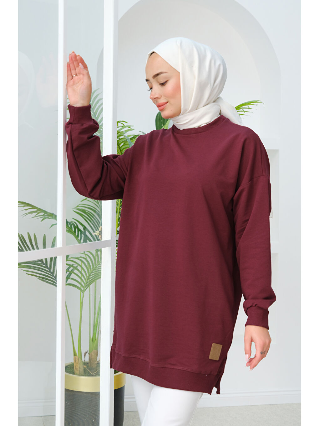 Arma Detay Salaş Tunik Bordo-2