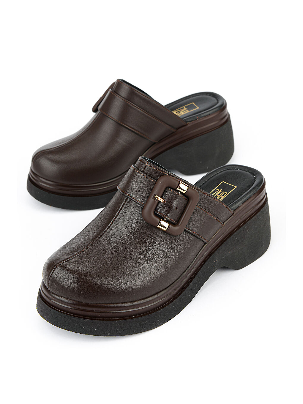 Kahverengi Kadın Hakiki Deri Topuklu Terlik 161992Z64030 Kahve-4