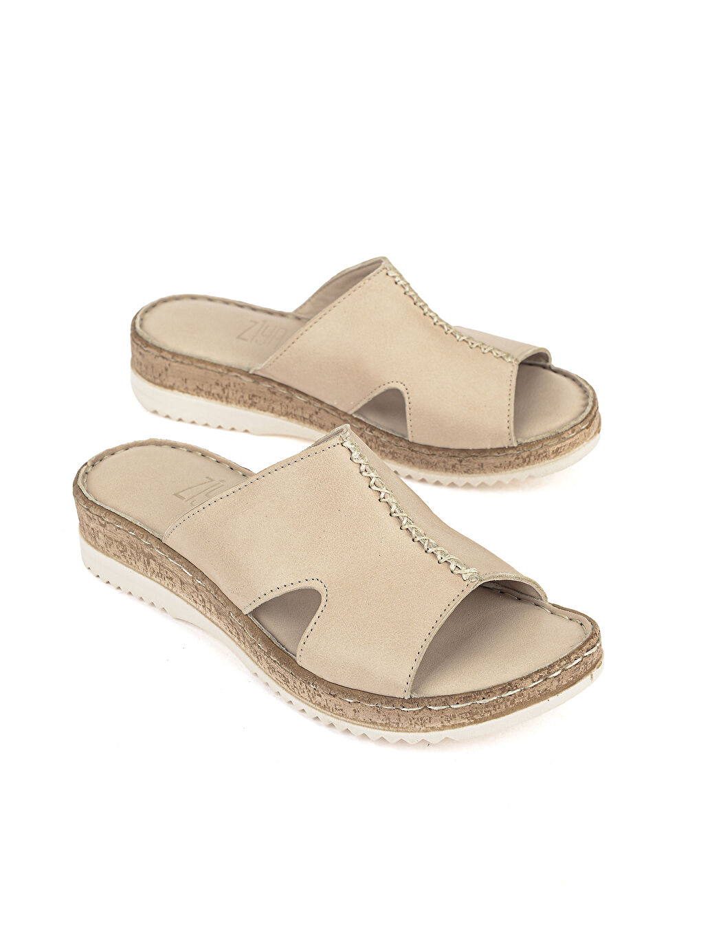 Ekru Kadın Hakiki Deri Konfor Terlik 1611051Z704 Krem-1