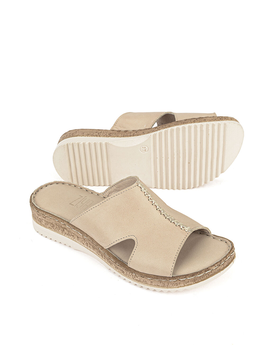 Ekru Kadın Hakiki Deri Konfor Terlik 1611051Z704 Krem-3