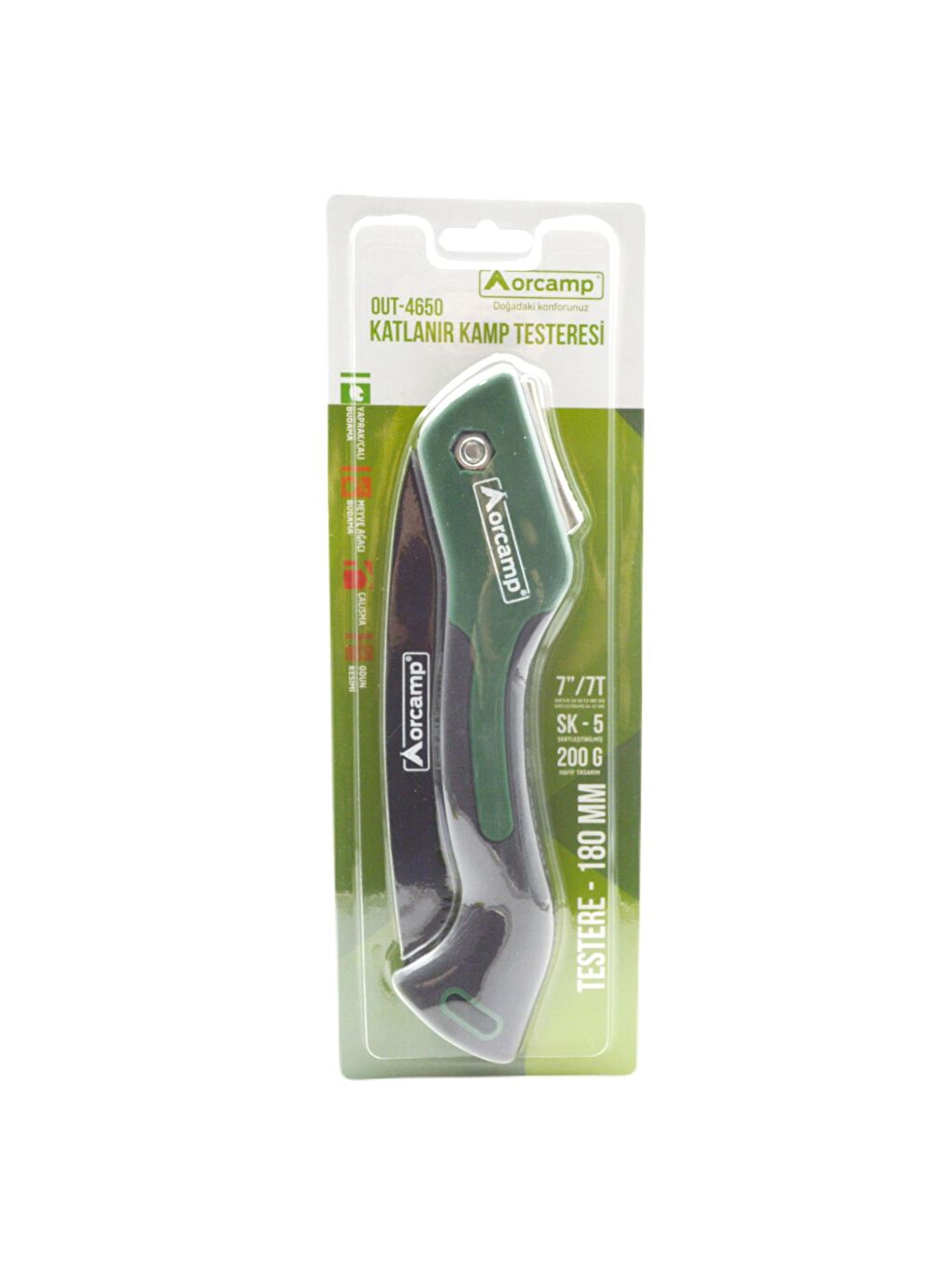 Yeşil Katlanabilir Kamp Testeresi (OUT-4650)
