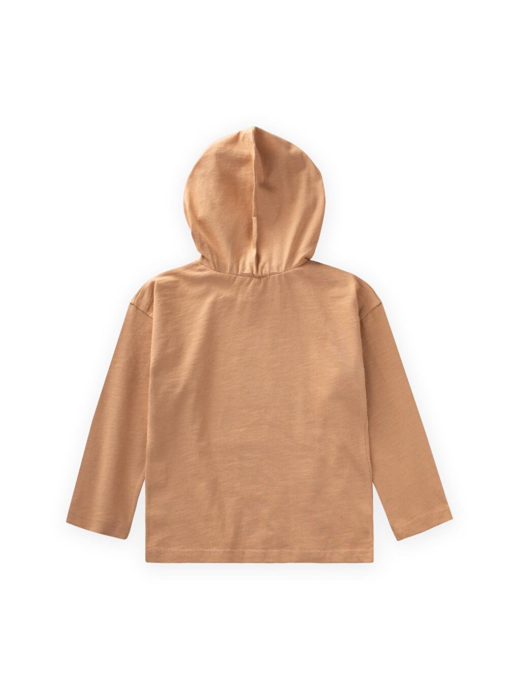 Kahverengi Erkek Çocuk Kapüşonlu Baskılı Tişört-1