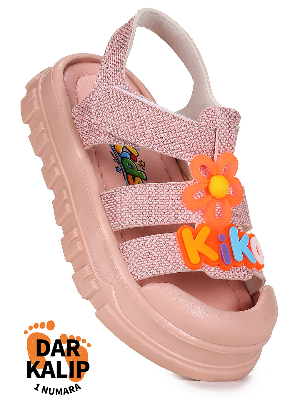 Pembe Jelly Simli Hafif Taban Kız Çocuk Sandalet (1 Numara Büyük Alınız)