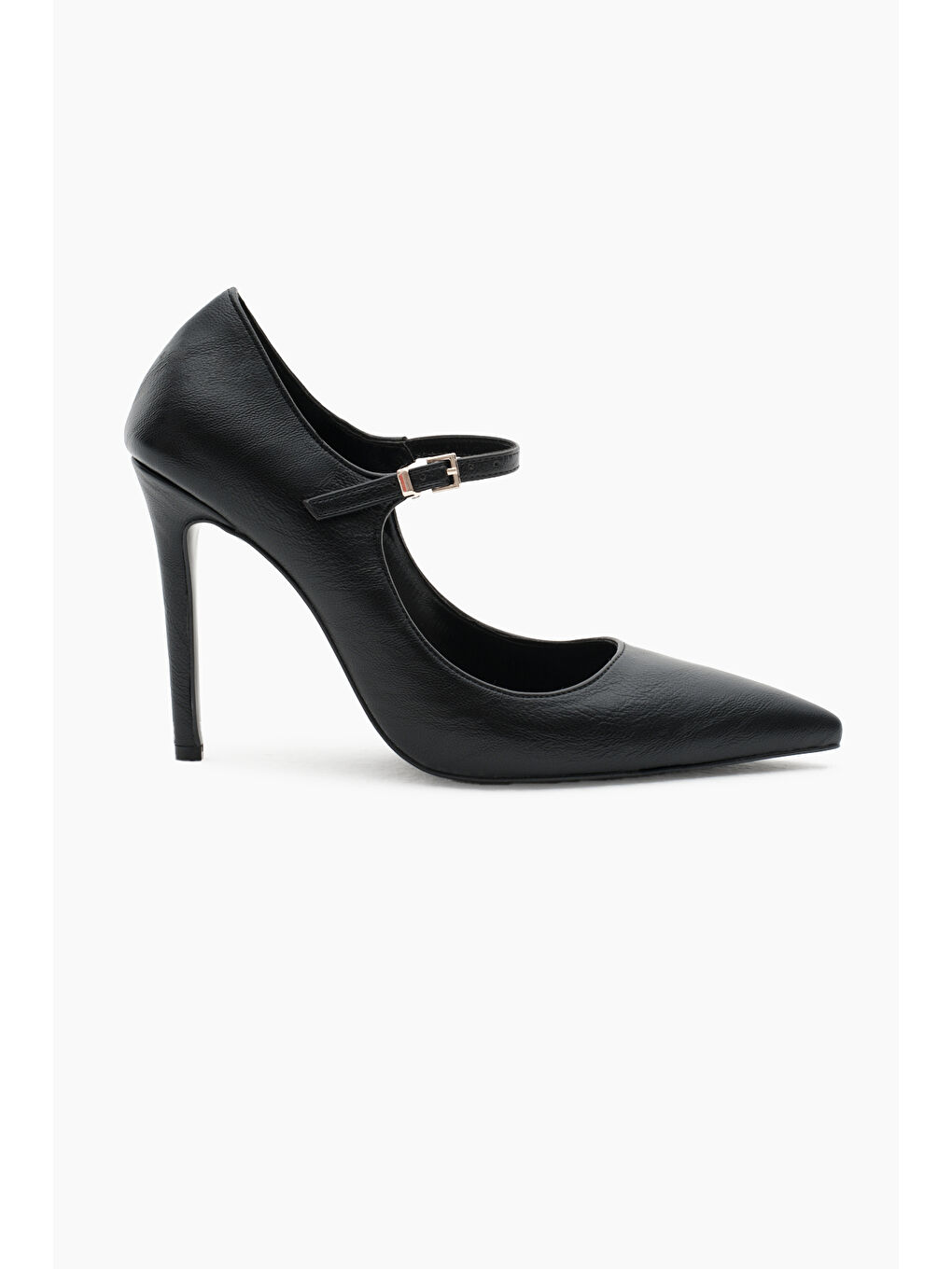 Kadın Siyah Neolit Taban Bilekten Bağlamalı Sivri Burunlu Yüksek Topuklu Ayakkabı