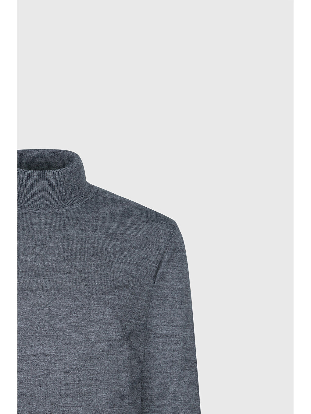 Erkek Gri Melanj Sıcak Tutan Standart Fit Normal Kesim Tam Balıkçı Yaka Jakarlı Yünlü Triko Kazak-7