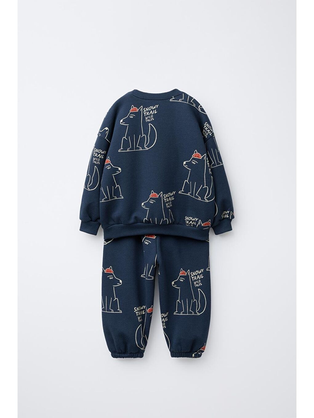 Erkek Çocuk Pamuklu Lacivert Oversize Desenli Sweatshirt Ve Eşofman Takım-2