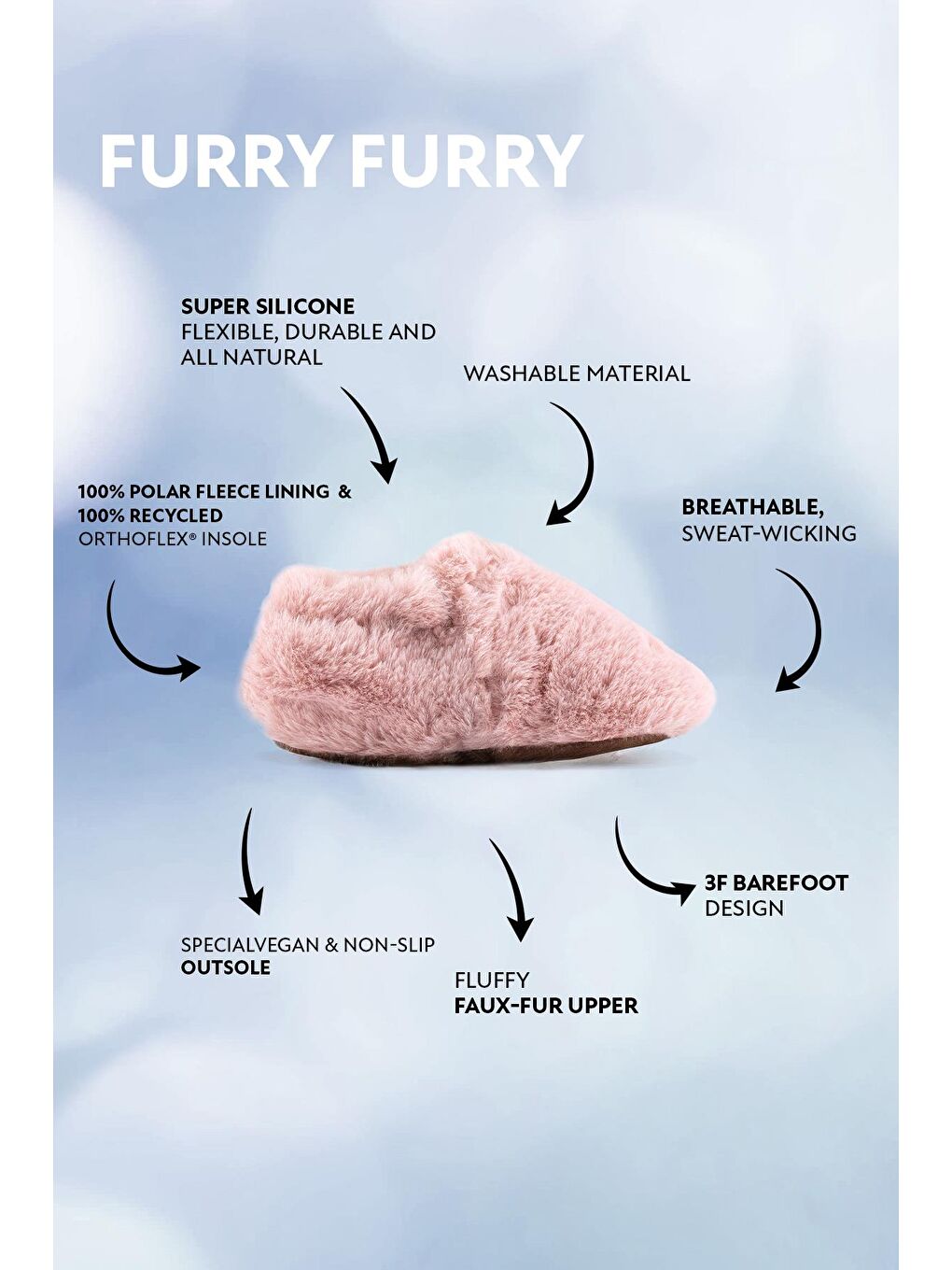 Furry Furry Pembe Kürk Barefoot Patik (Hediye Seti)-1