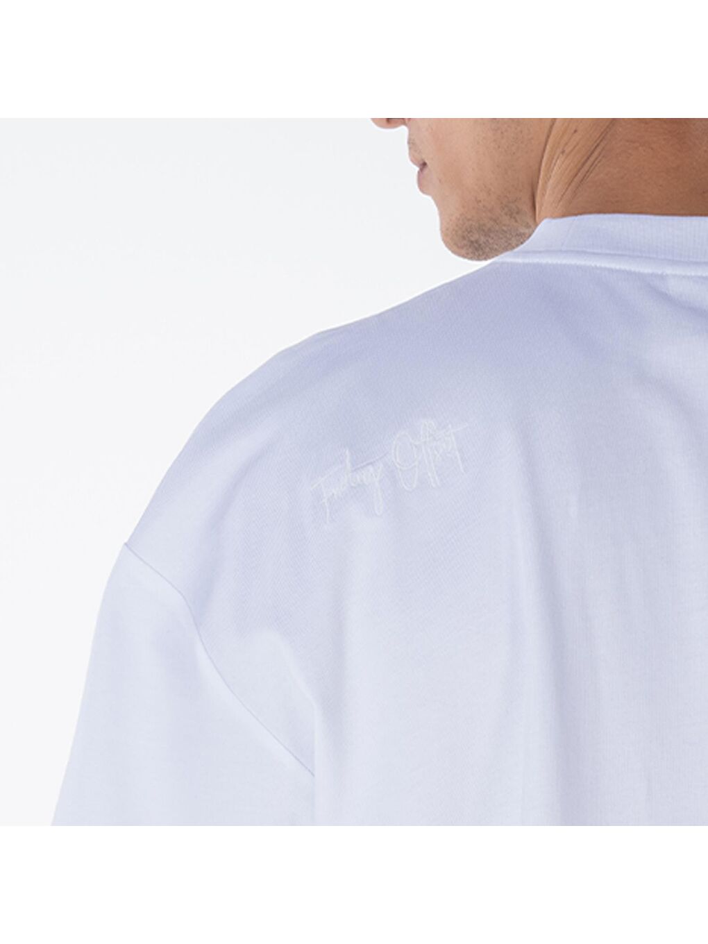 Agar Erkek Beyaz %100 Koton Bisiklet Yaka Oversize Tişört-4