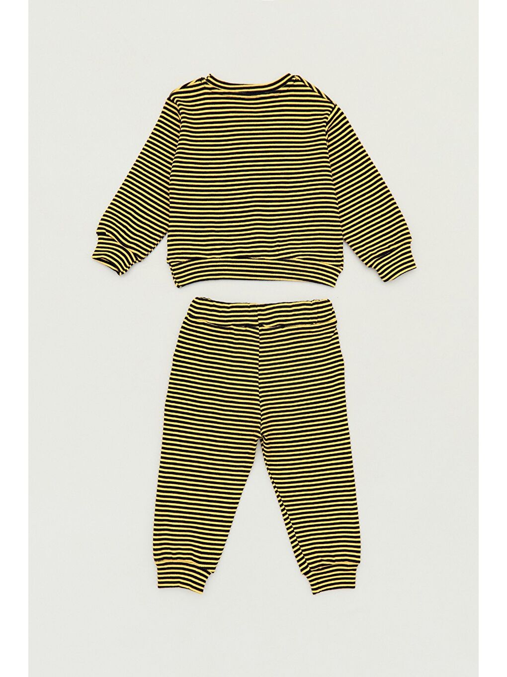 Sarı Çizgili Bisiklet Yaka Unisex Çocuk Takım