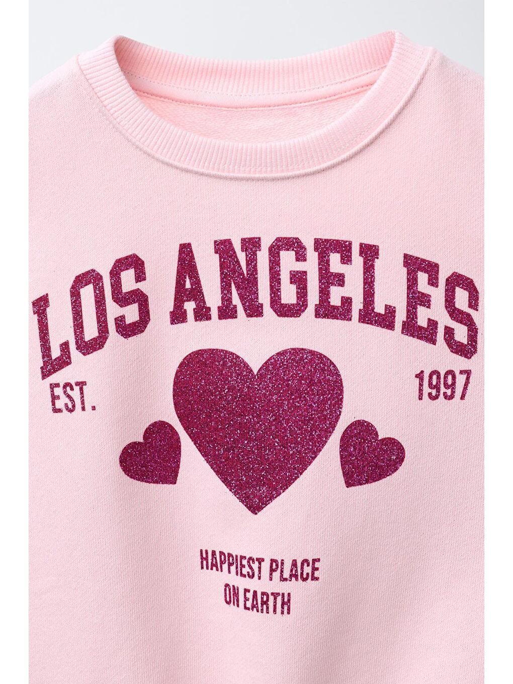 Kız Çocuk Pamuklu Pembe Oversize Kalpli Sweatshirt Ve Bol Paça Eşofman Takım-6