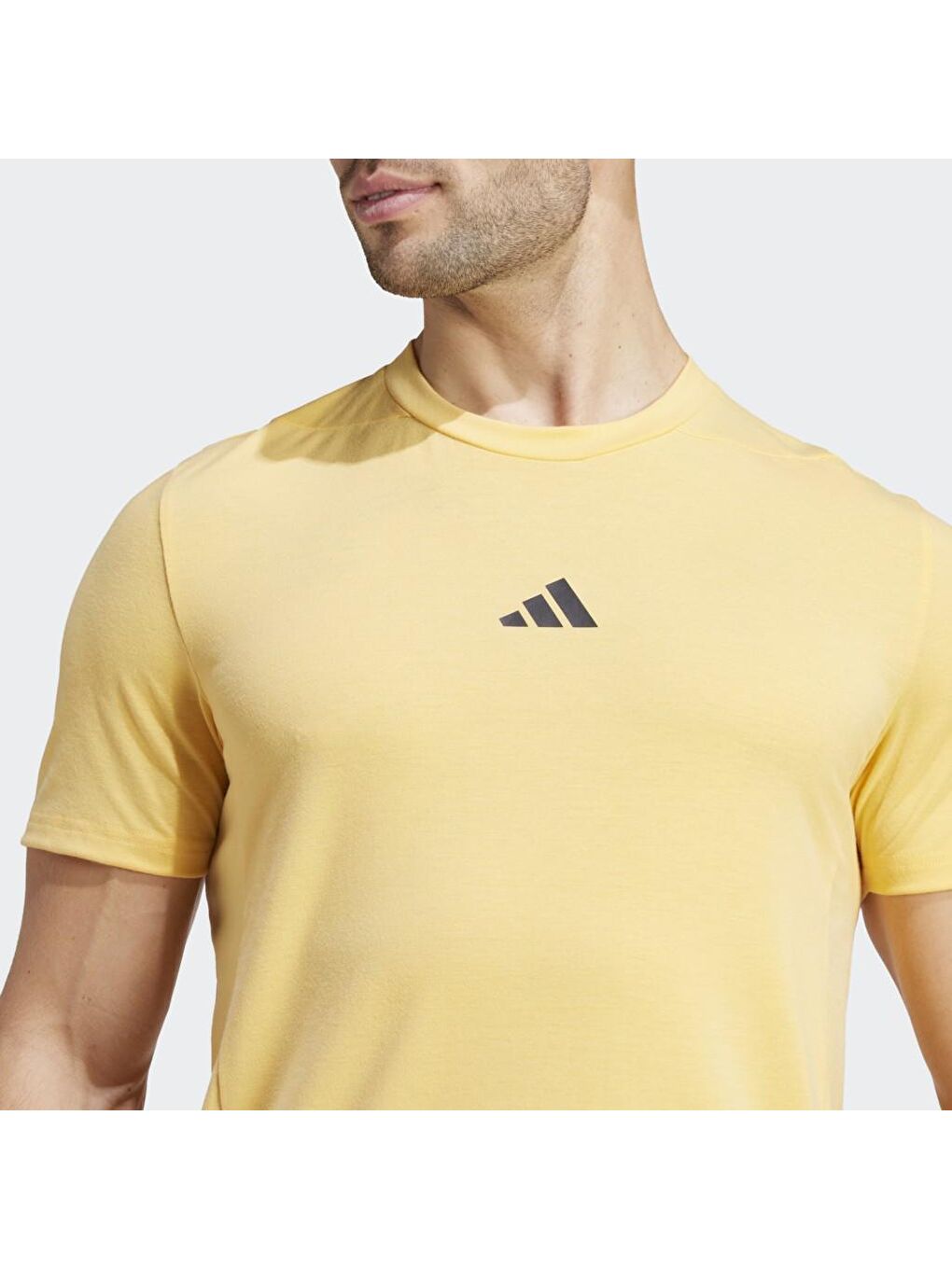 Adidas Sarı Designed For Training Erkek Sarı Yuvarlak Yaka Tişört - 3