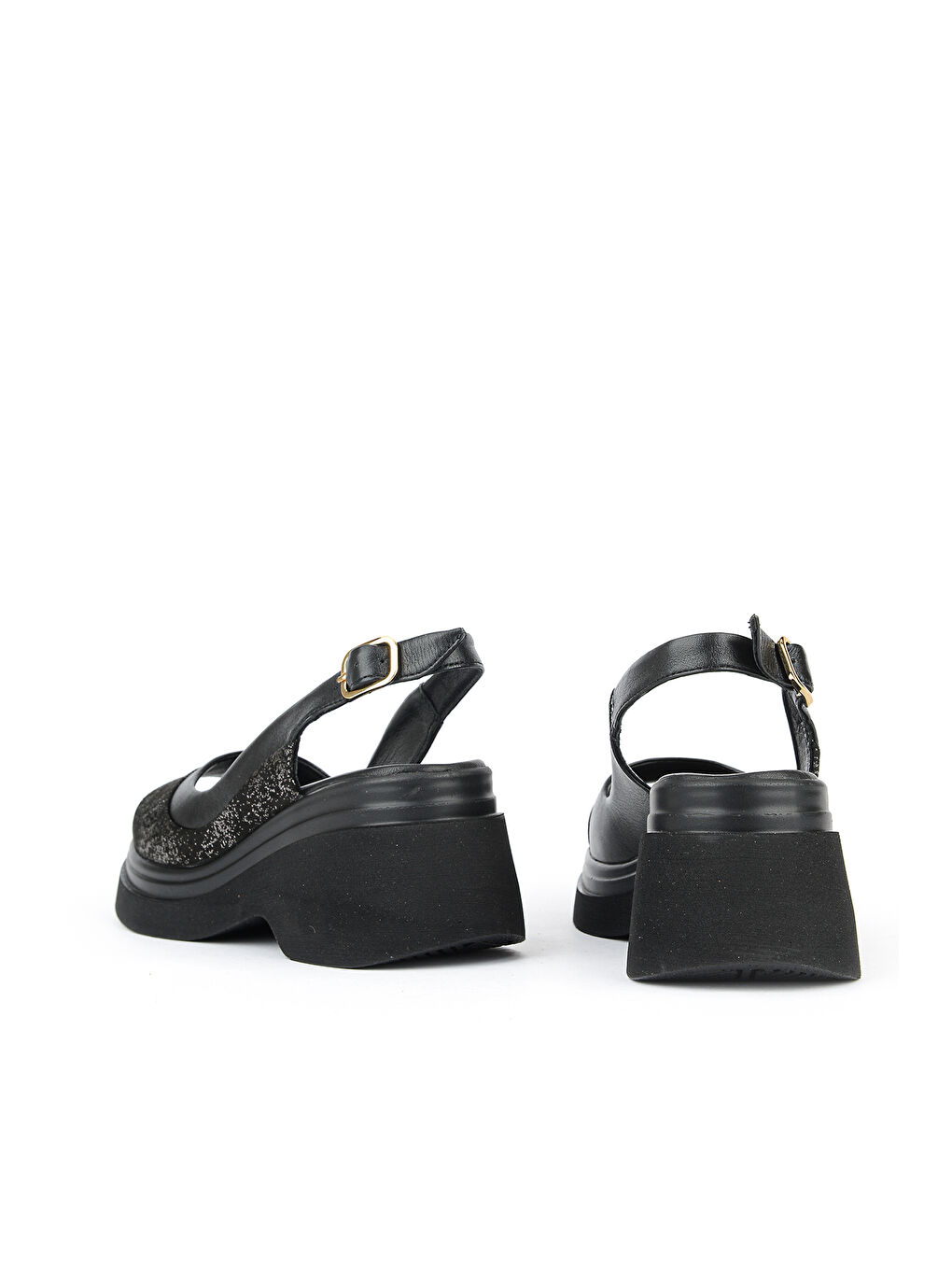 Kadın Hakiki Deri Dolgu Topuk Sandalet 161992Z64024 Siyah-2