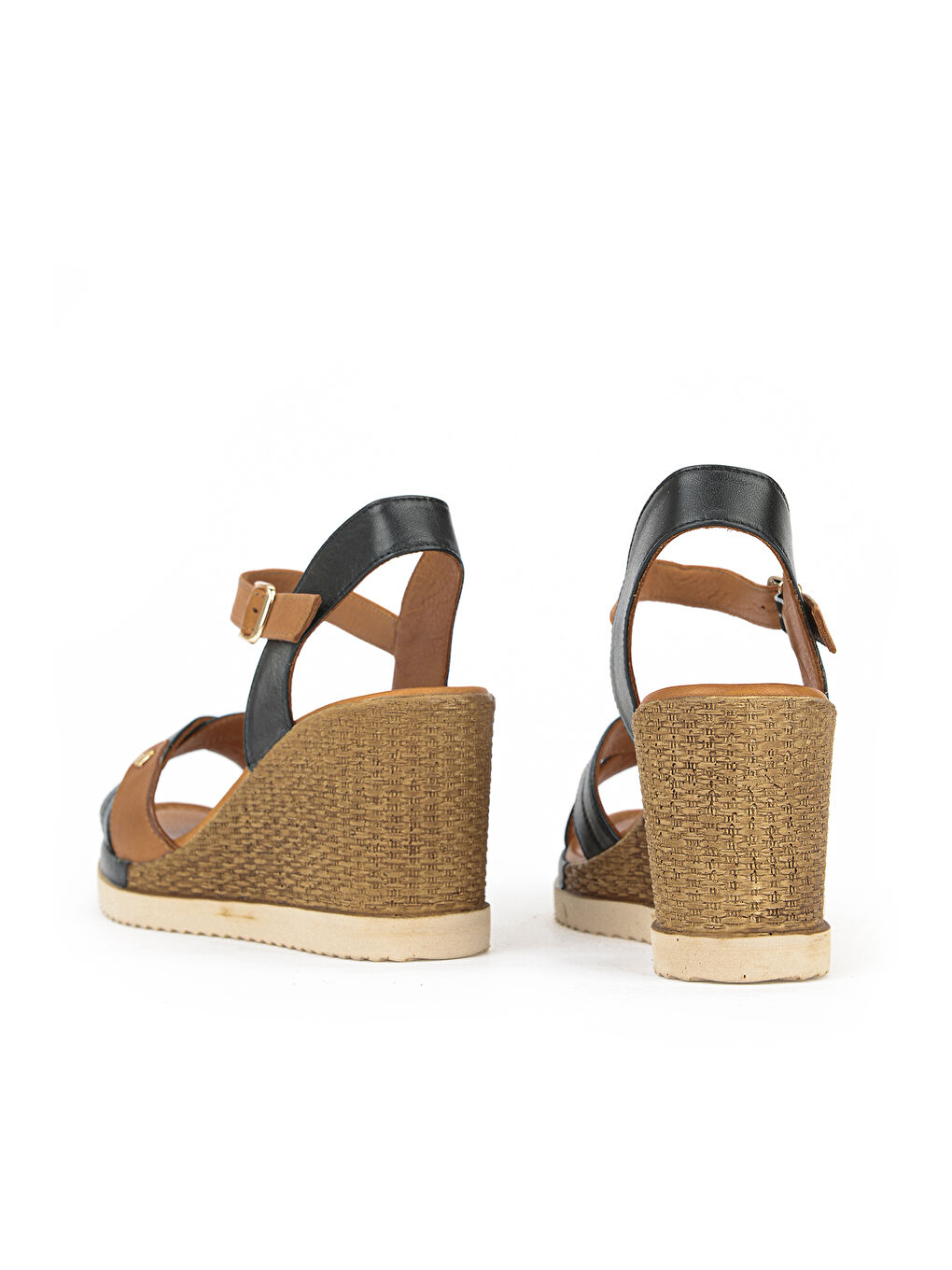 Kadın Hakiki Deri Dolgu Topuk Sandalet 161992Z505 Siyah-2