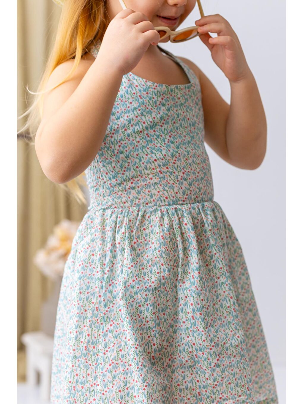 Karışık Kız Çocuk Çiçek Desenli Fırfırlı Elbise - Desenli-2