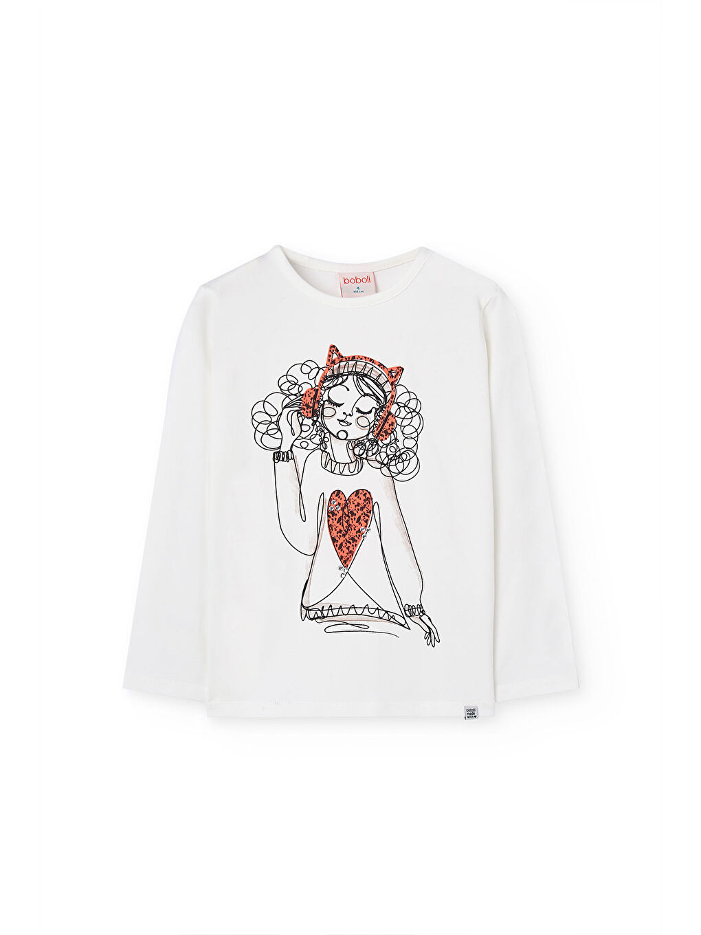 Ekru Kız Çocuk Çizim Baskılı Bluz-1