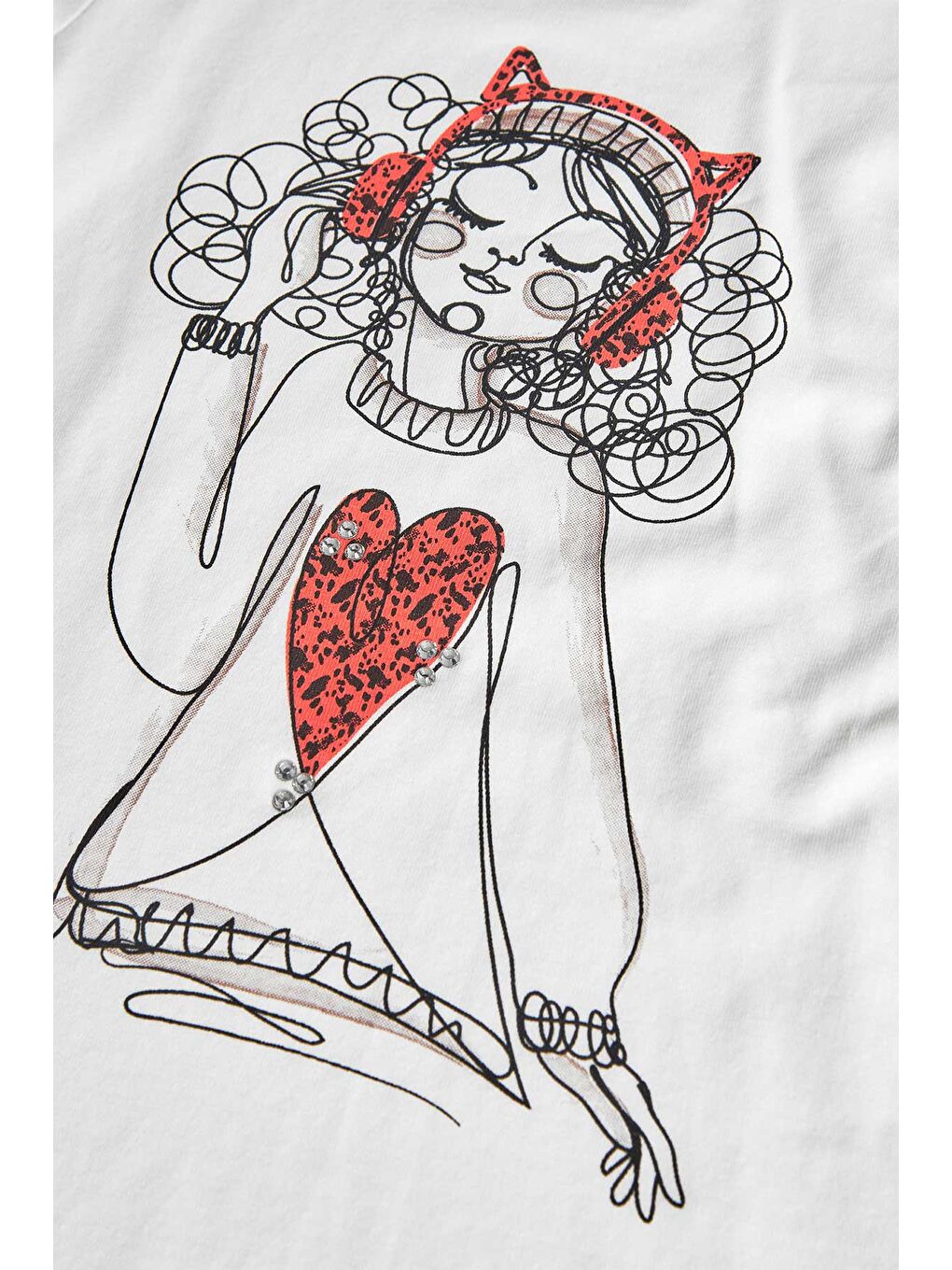 Ekru Kız Çocuk Çizim Baskılı Bluz-3