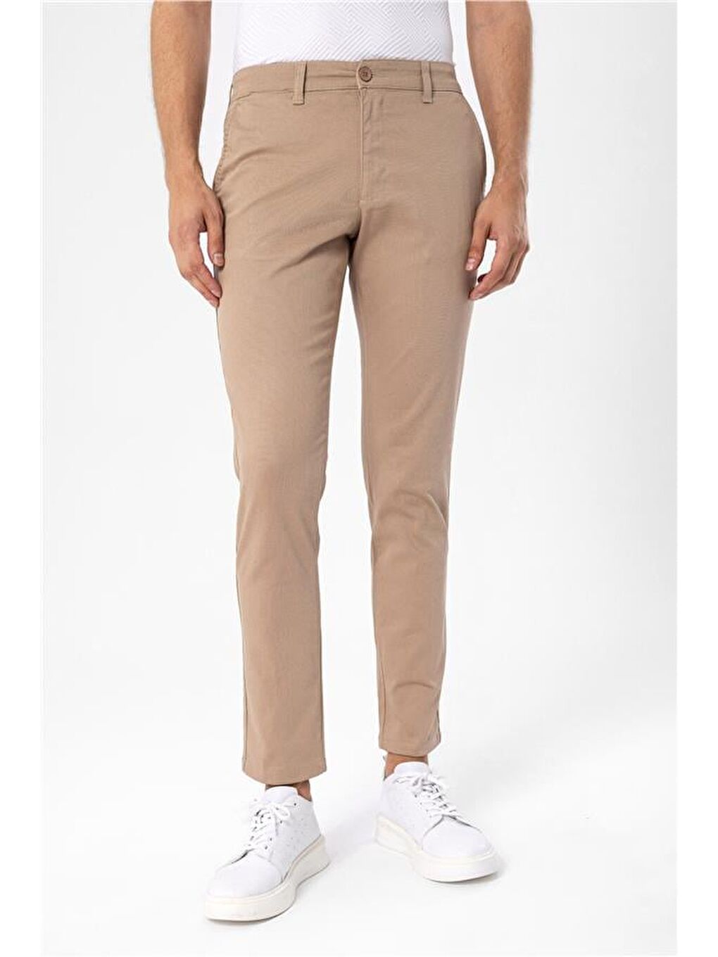 Bej Slim Armürlü Pantolon