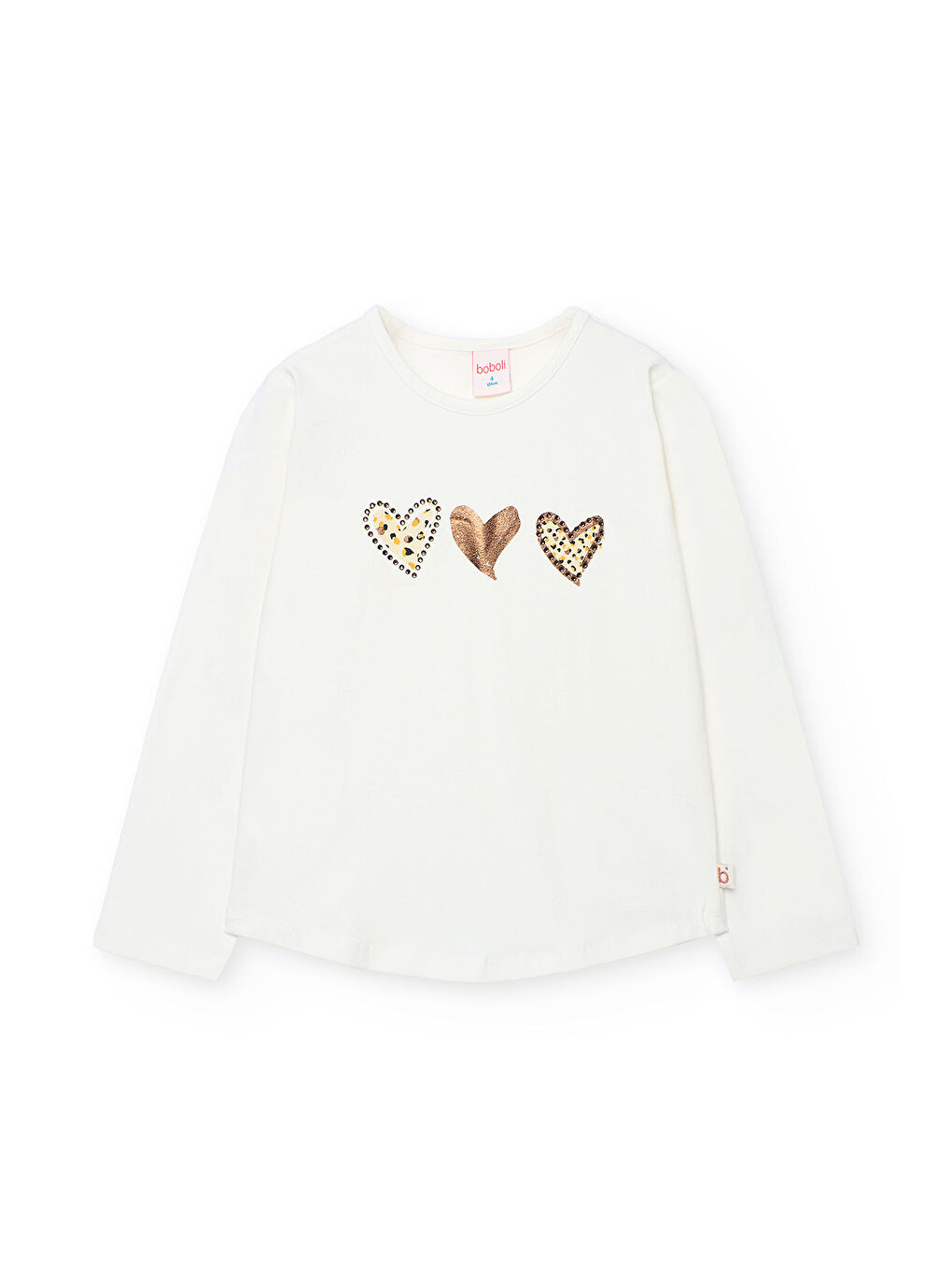 Ekru Kız Çocuk Kalp Baskılı Bluz
