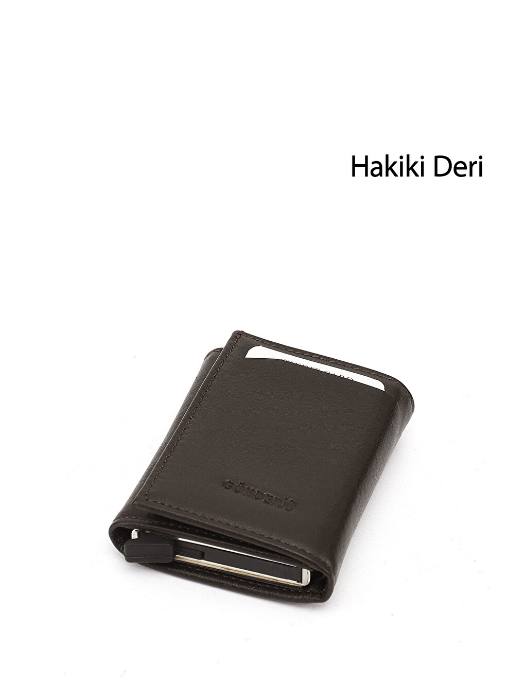 Unisex Kahverengi Hakiki Deri Mekanizmalı Cüzdan-1