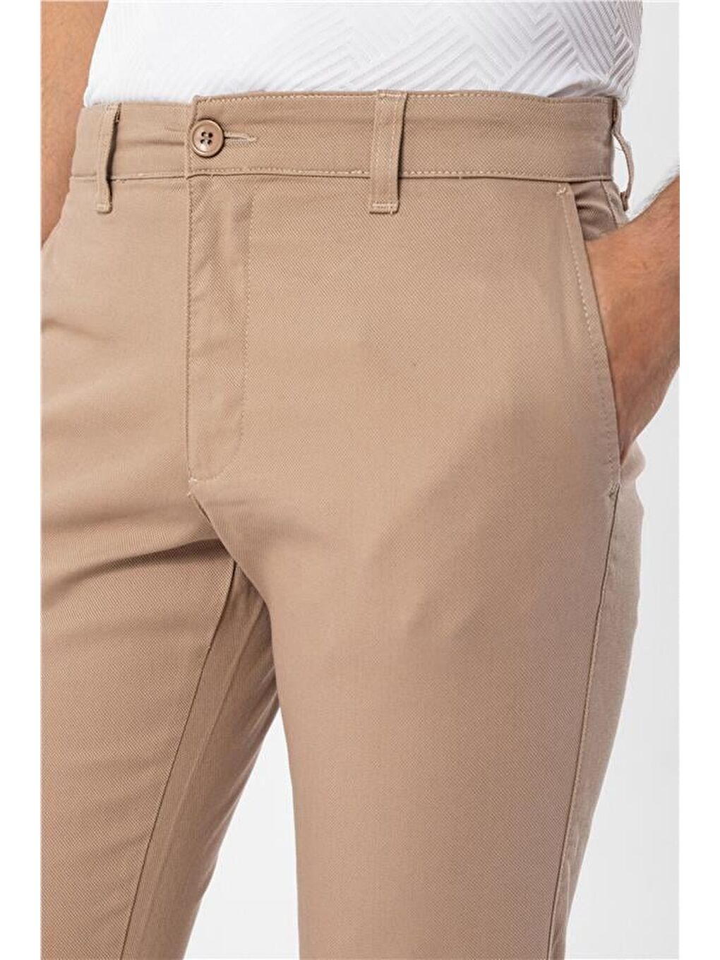 Bej Slim Armürlü Pantolon-4