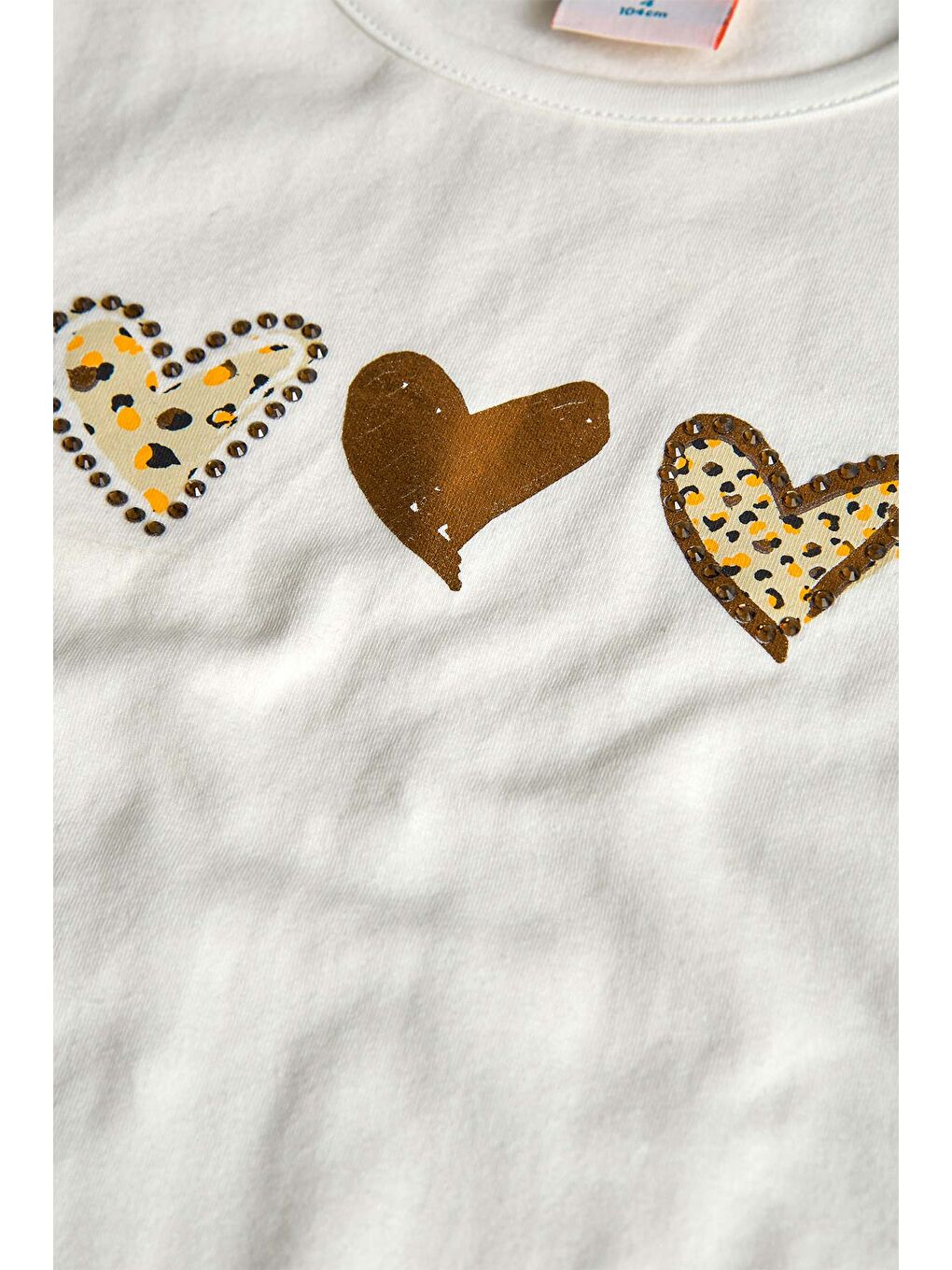 Ekru Kız Çocuk Kalp Baskılı Bluz-2