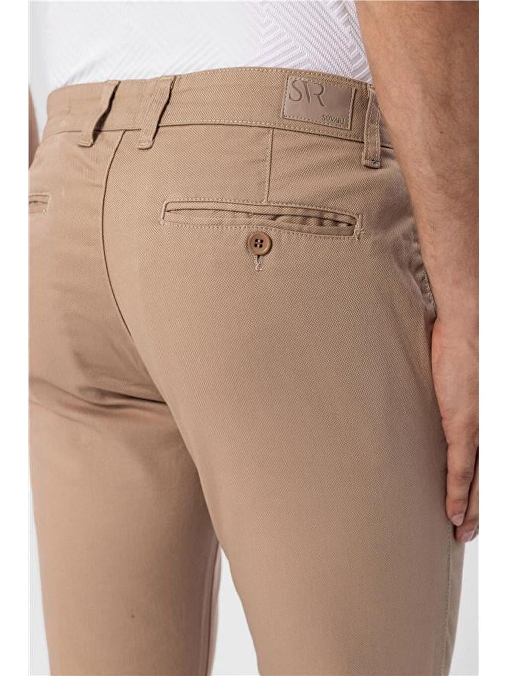 Bej Slim Armürlü Pantolon-6