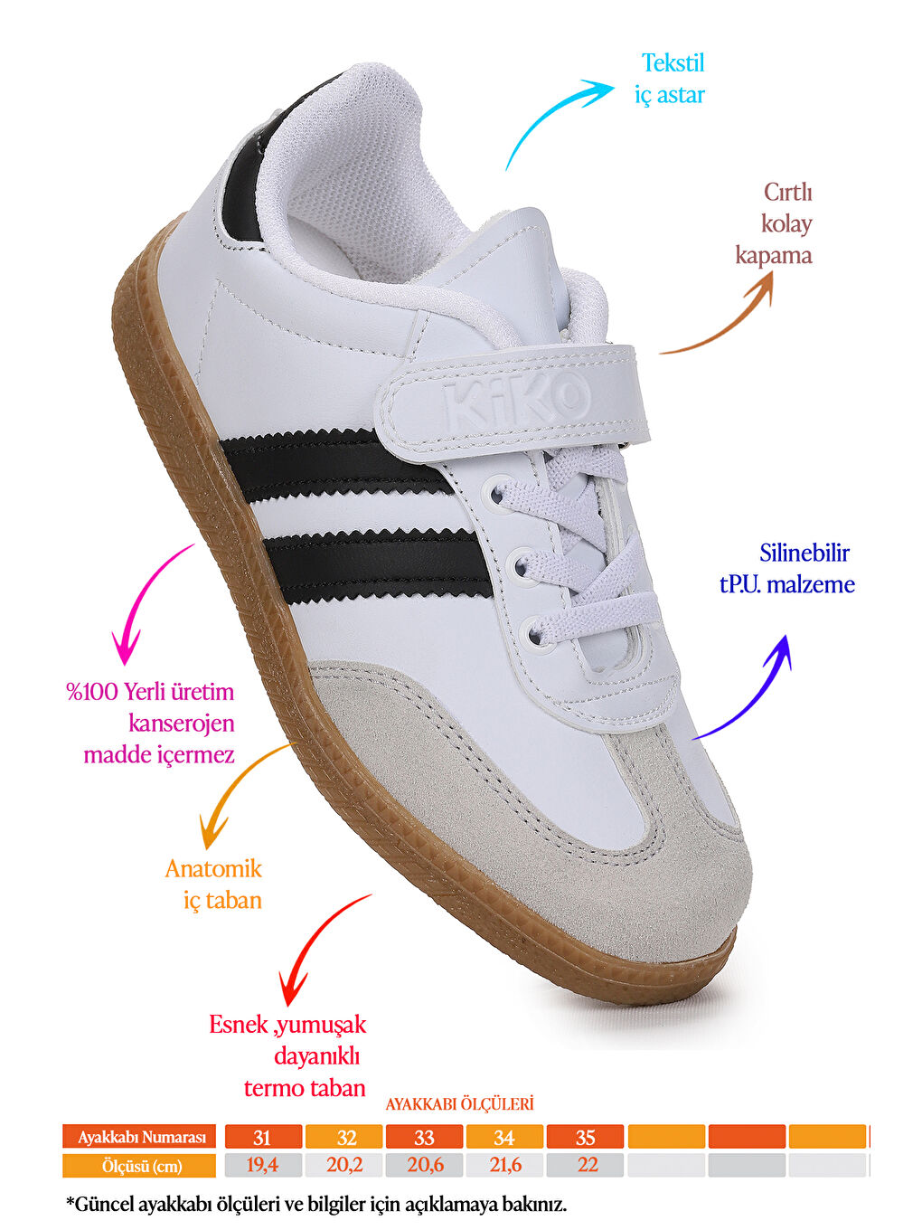 Beyaz Renis Günlük Cırtlı Erkek Çocuk Spor Ayakkabı-1