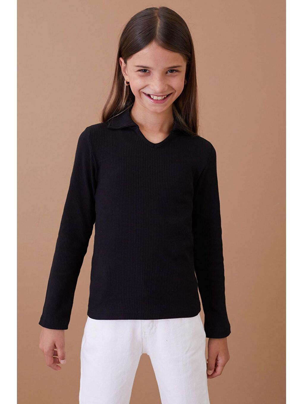 İcan Kids Siyah Fitilli Yakalı Kız Çocuk Sweatshirt8878