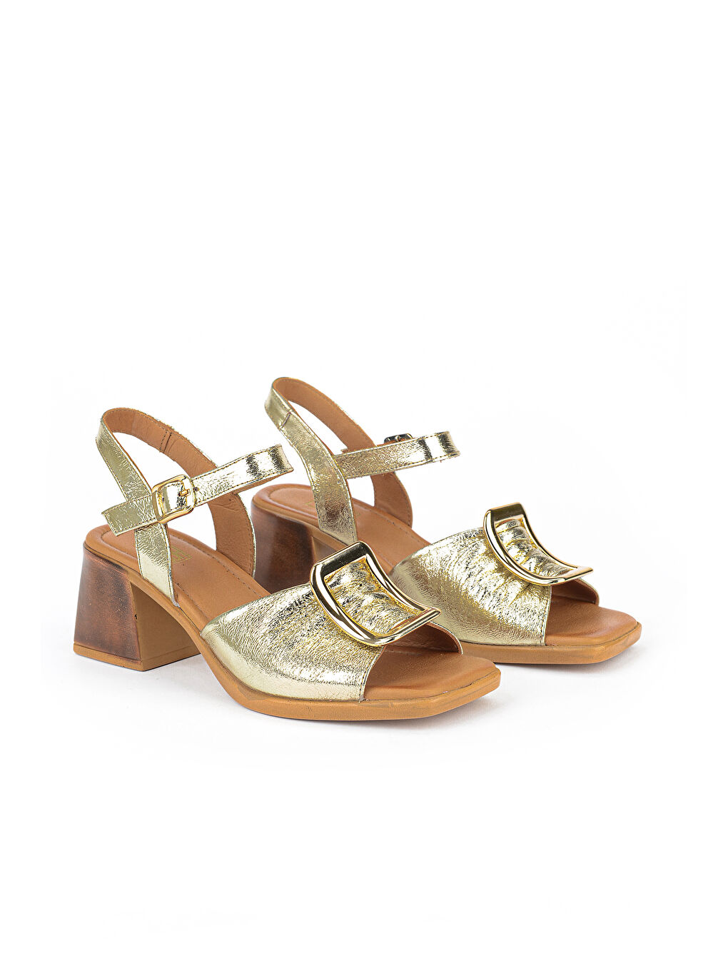 Sarı Kadın Hakiki Deri Topuklu Sandalet 161992Z19008S Altın-1