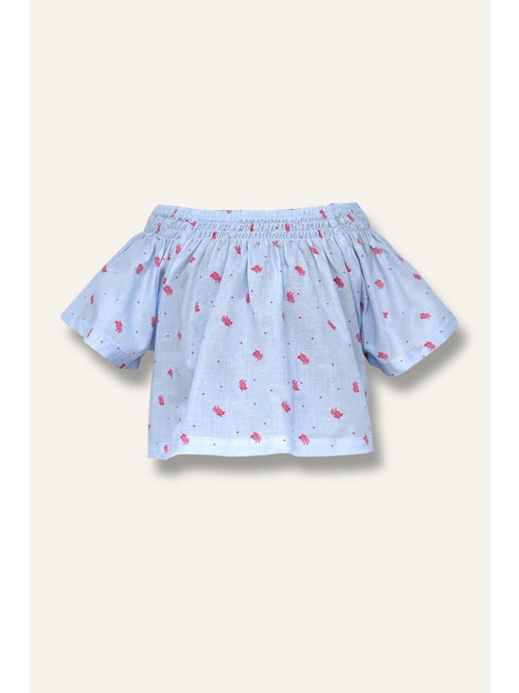 Karışık Kız Çocuk Mercan Desenli Crop Bluz - Desenli-2