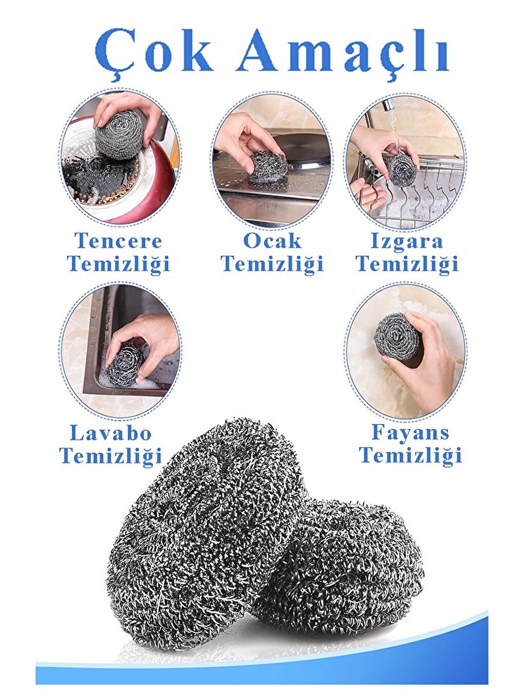 Karışık Bulaşık Teli Ovma Teli 4 Adet Ekonomik Toptel Sürtme Teli Lavabo Mutfak Banyo Temizlik Tel-1