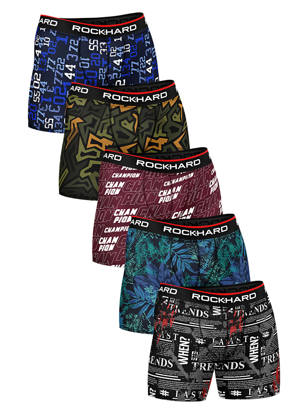 Karışık Erkek Baskılı Pamuklu Boxer 5'li Paket