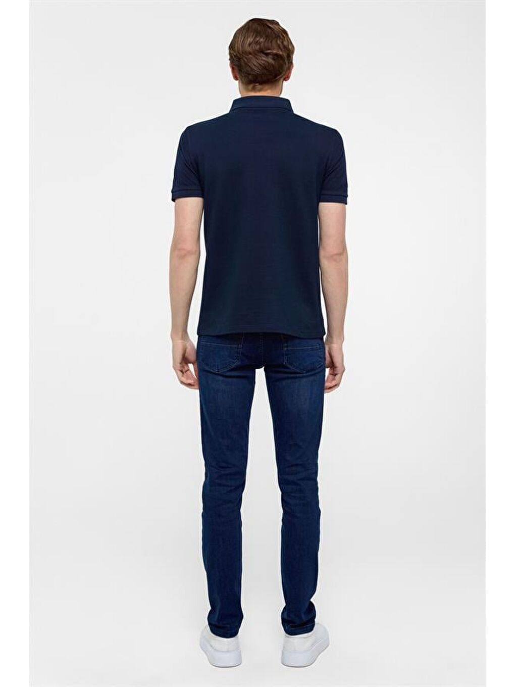 Lacivert Slim Düz Polo Yaka Tişört-7