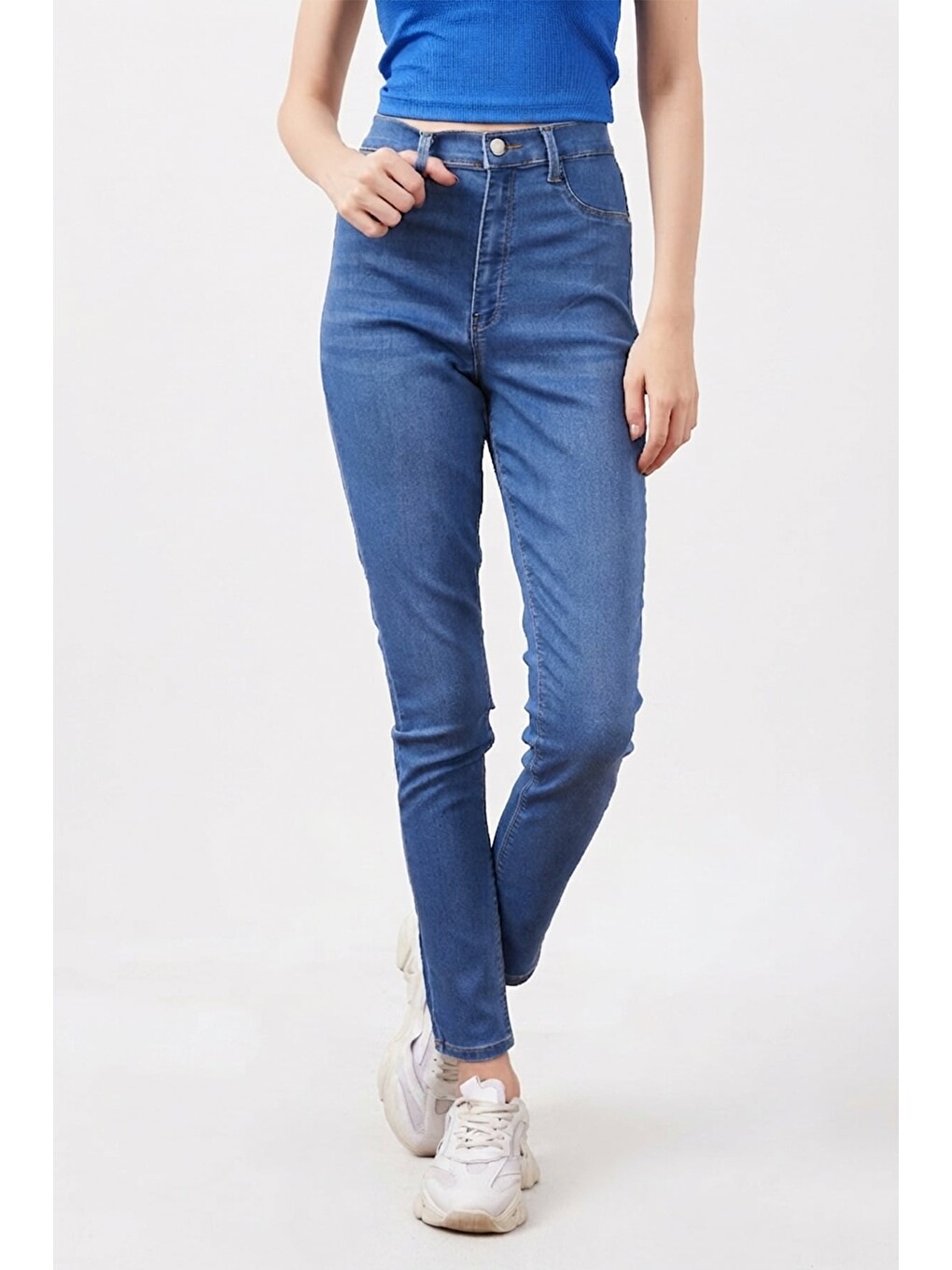 Mavi Yüksek Bel Skinny Jean-1