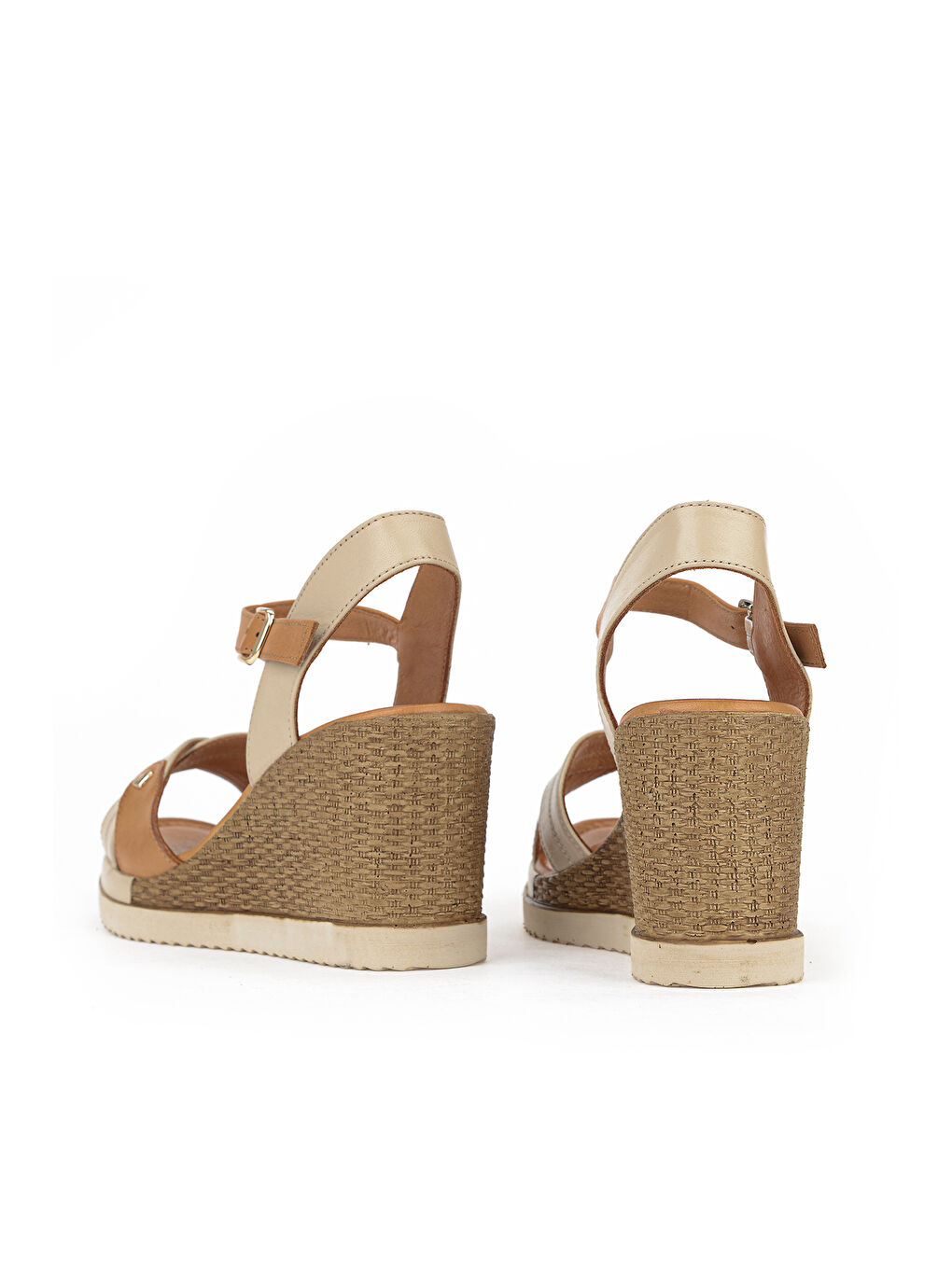 Kadın Hakiki Deri Dolgu Topuk Sandalet 161992Z505 Bej-2