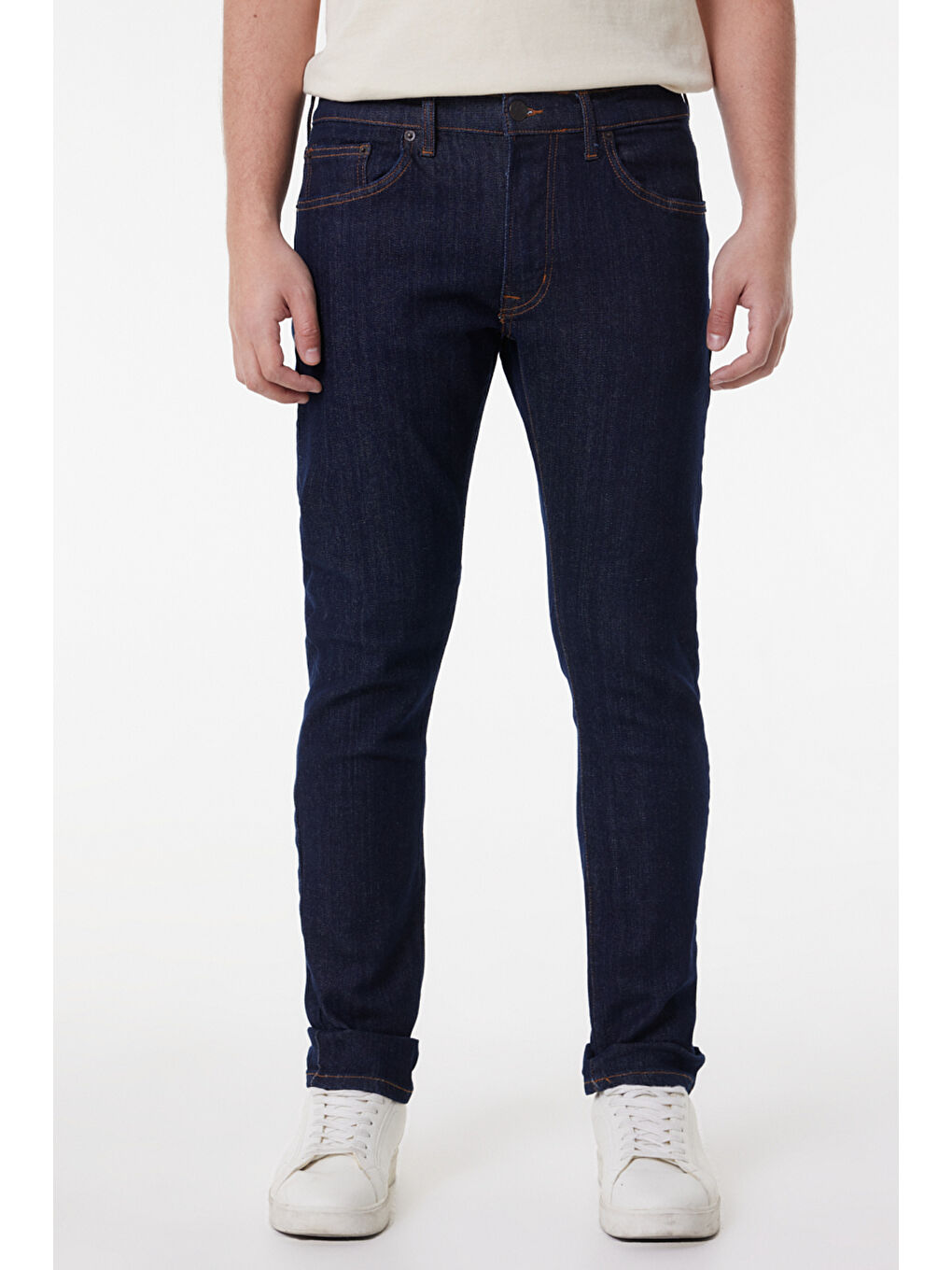 Slim Fit Dar Kesim Normal Bel Lacivert Esnek Kansas Denim Jean Pantolon