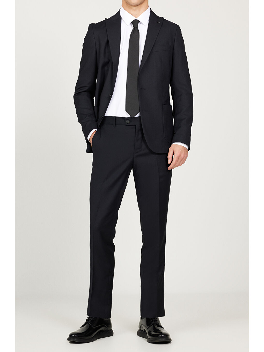 Erkek Lacivert Ekstra Slim Fit Dar Kesim Kırlangıç Yaka Takım Elbise-4