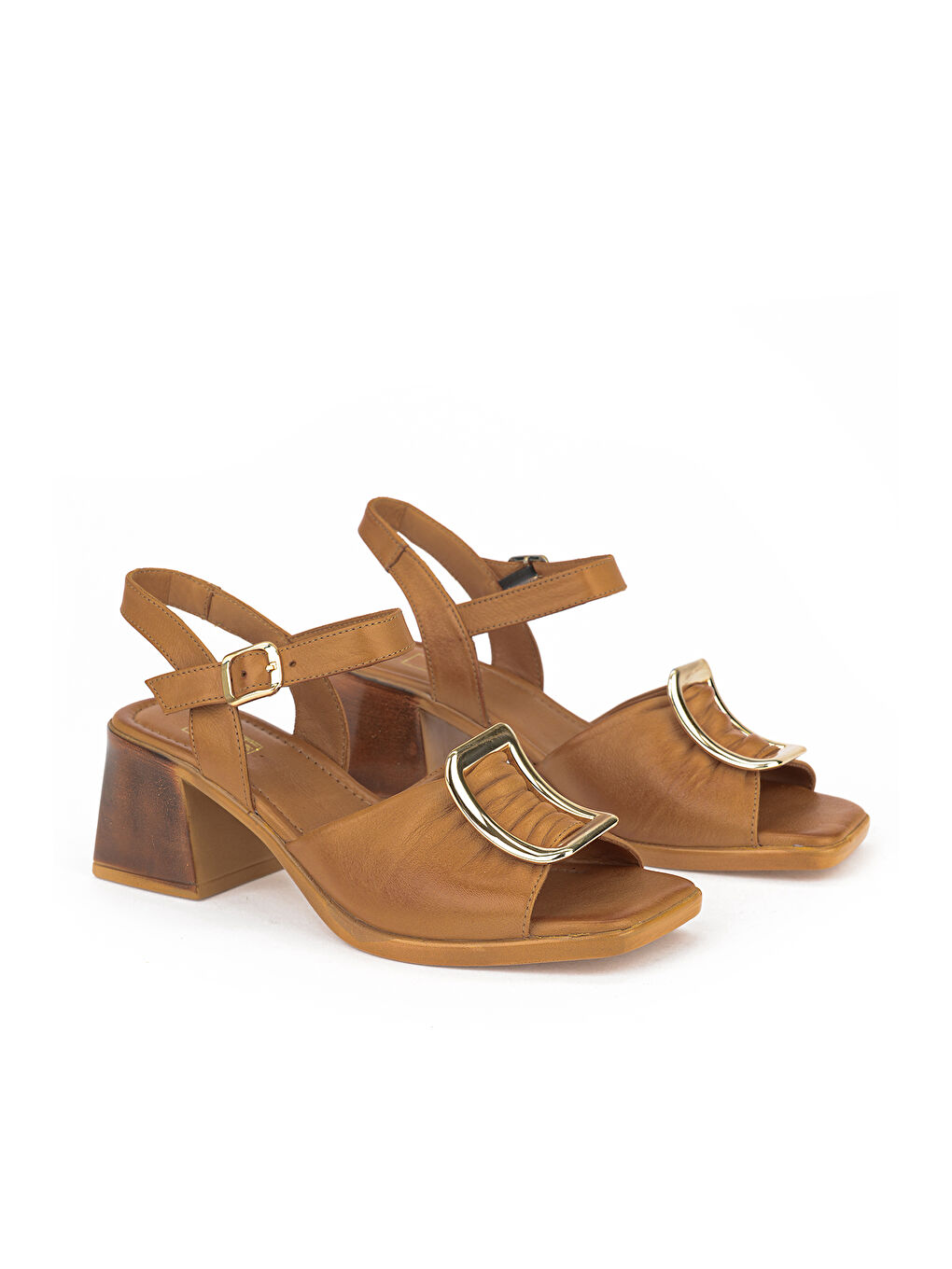 Kahverengi Kadın Hakiki Deri Topuklu Sandalet 161992Z19008S Taba-1
