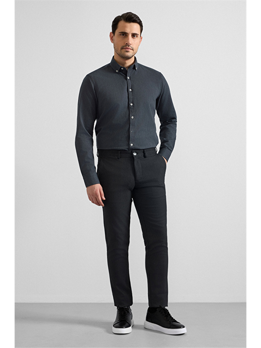 Siyah Slim Klasik Pantolon-1