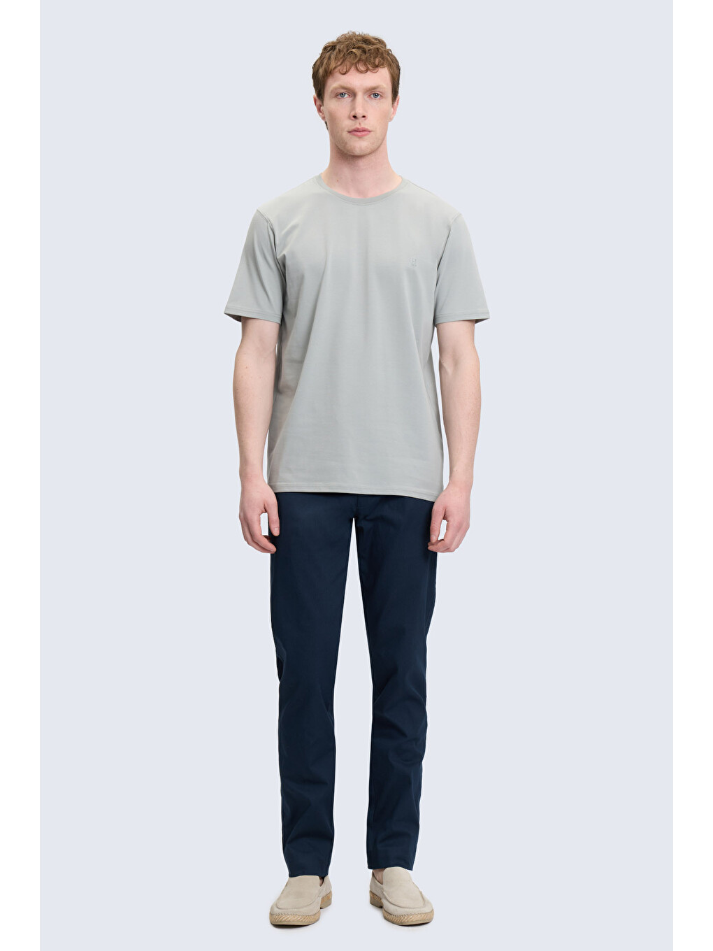 Gri Regular Fit Bisiklet Yaka Pamuklu Tişört-2
