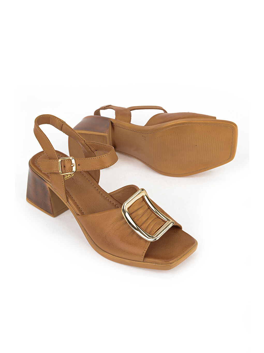Kahverengi Kadın Hakiki Deri Topuklu Sandalet 161992Z19008S Taba-3