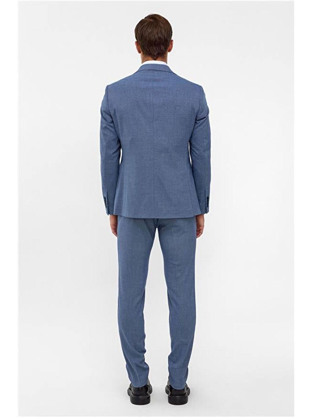 Buz Mavi Slim Armürlü Sivri Yaka 6 Drop Takım Elbise-8