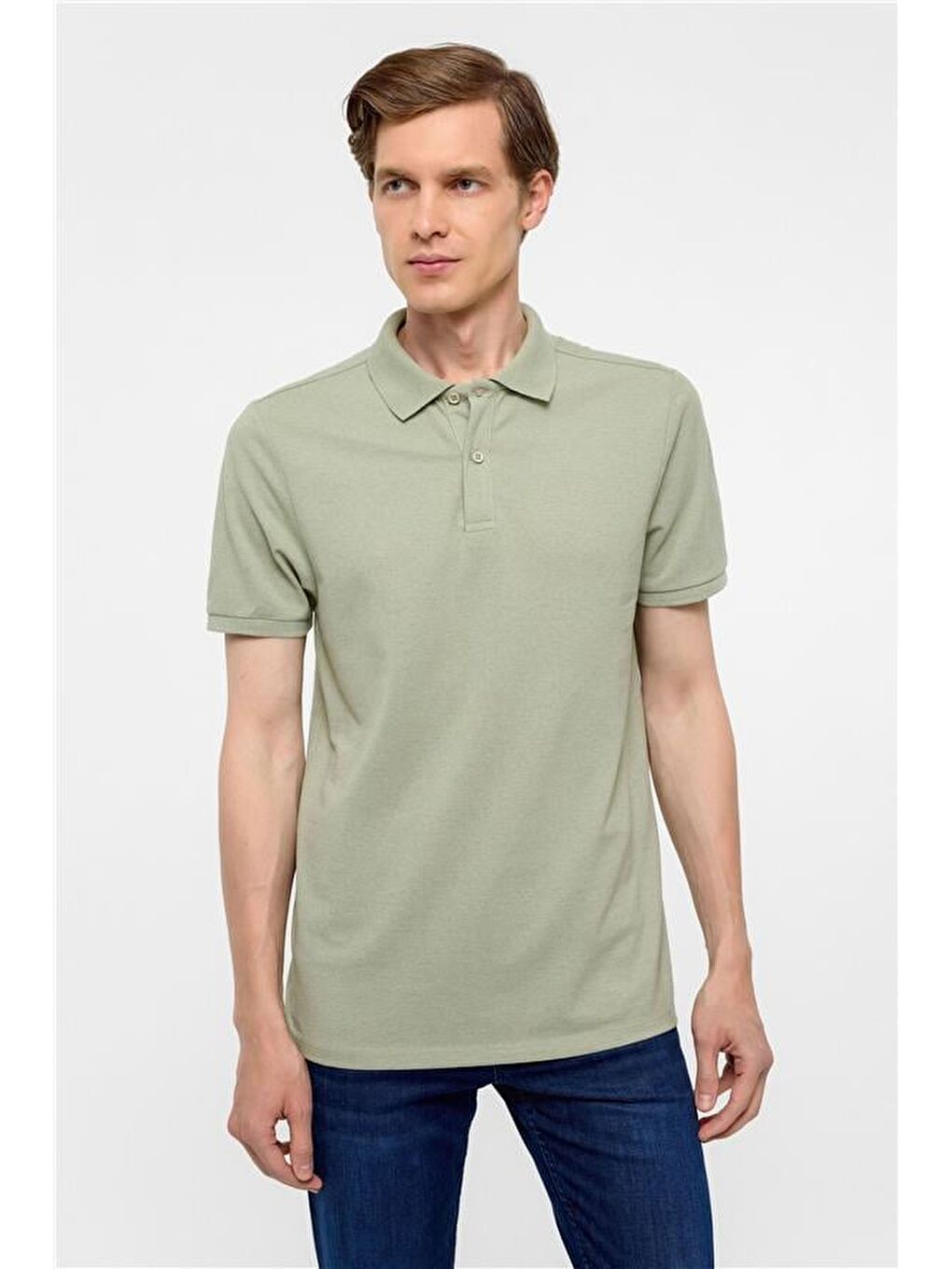 Haki Regular Armürlü Polo Yaka Tişört-2