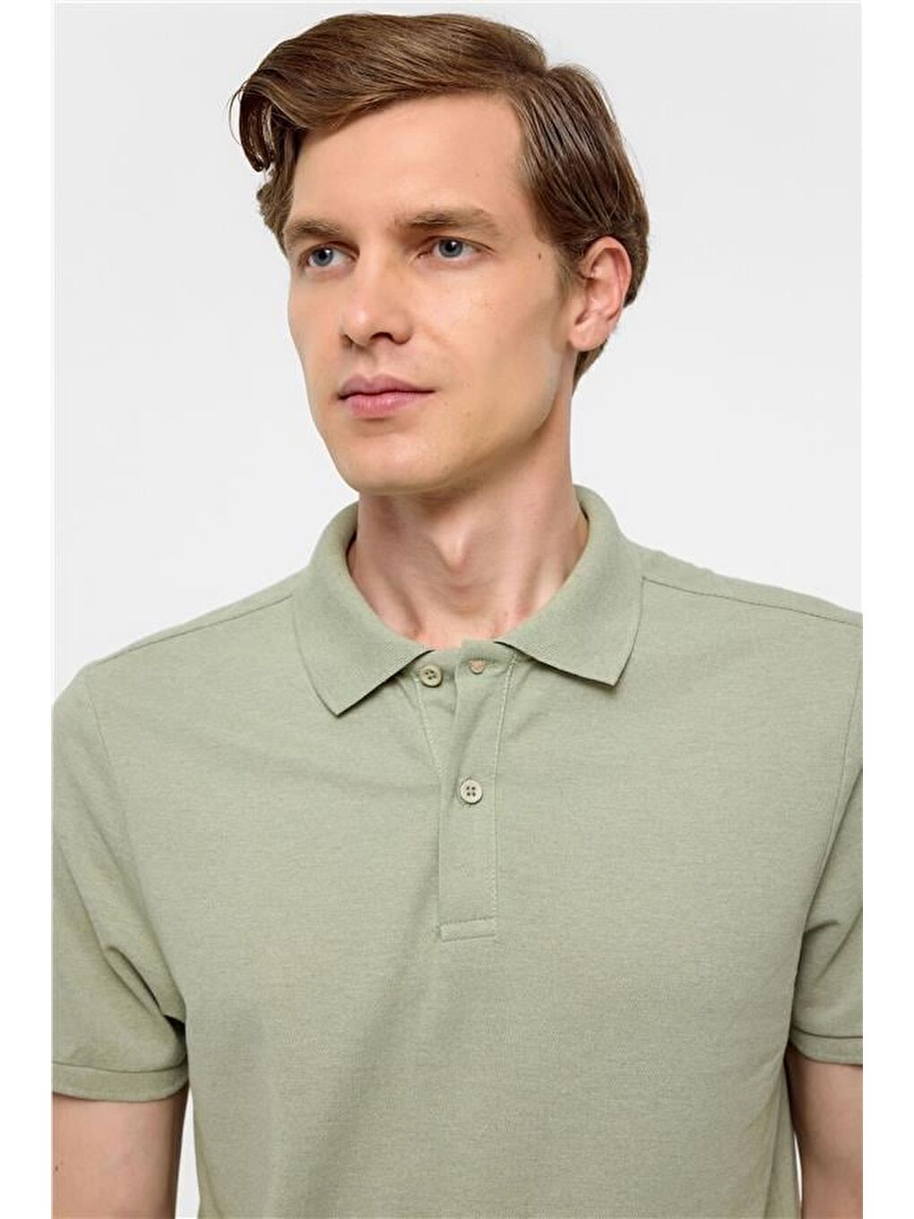 Haki Regular Armürlü Polo Yaka Tişört-3