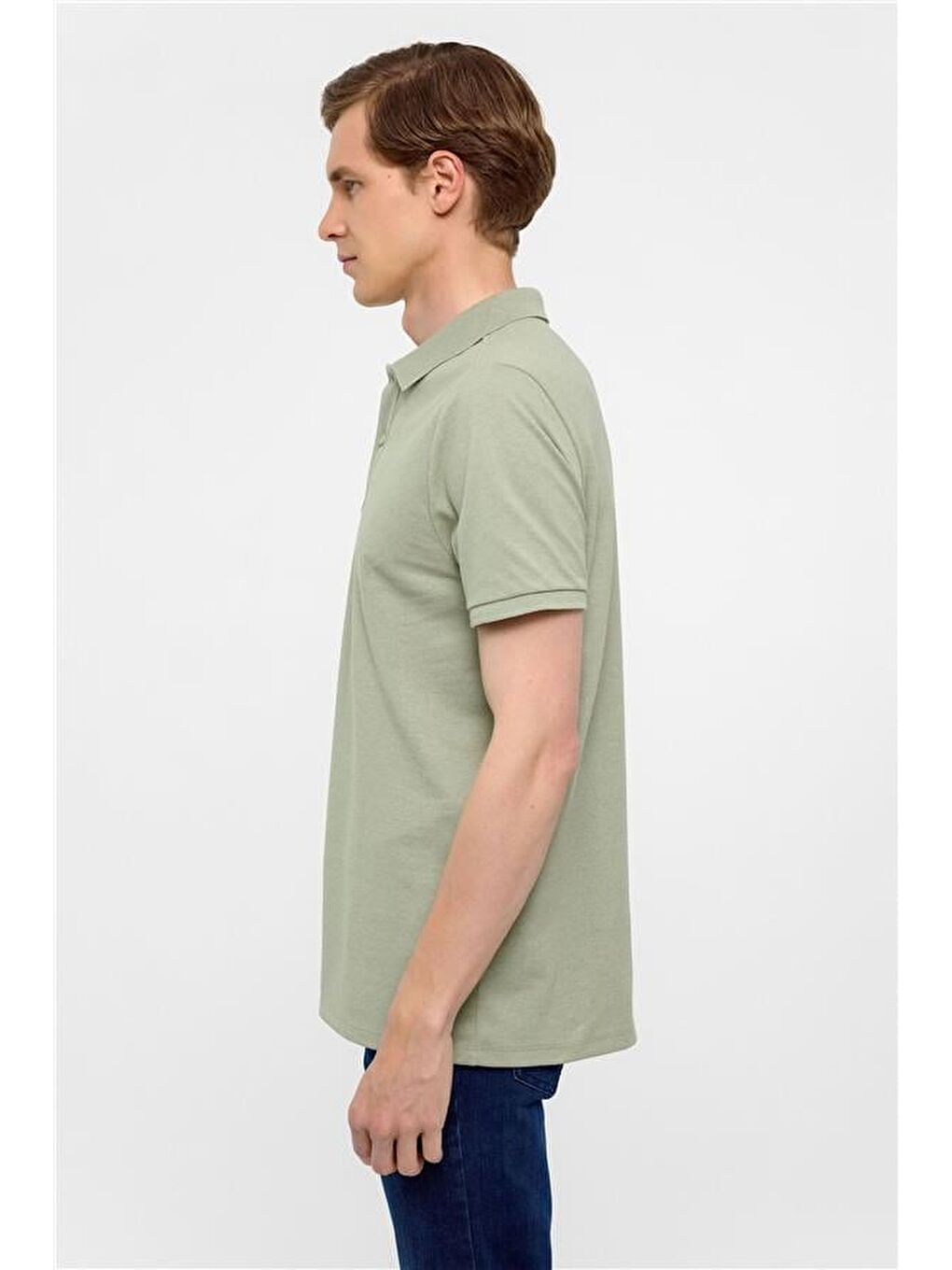 Haki Regular Armürlü Polo Yaka Tişört-4